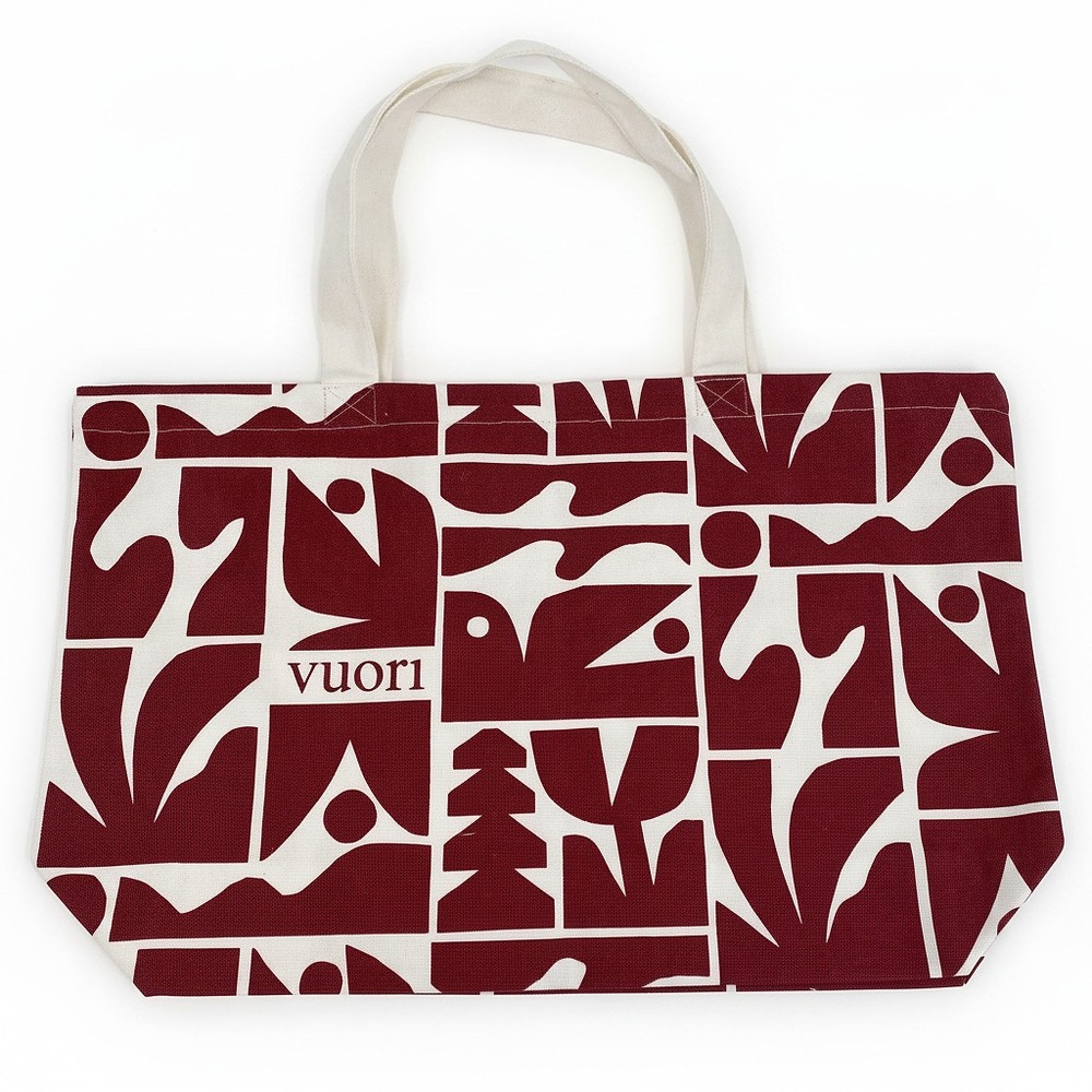 Vuori Red White Large Patterned Canvas Tote | Women’s OS Capacity